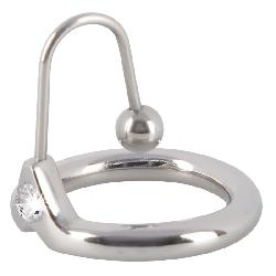 Penisplug   csillogó makkgyűrű gömbös húgycsőtágítóval (ezüst)