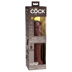 King Cock Elite 9 - tapadótalpas, rádiós, élethű vibrátor (23cm) - barna