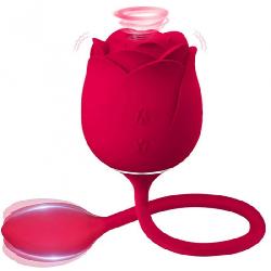 Lonely Rose - akkus, 2in1 rózsa csikló vibrátor (piros)